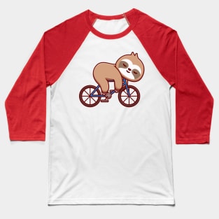 Cute Sloth Sleeping On Bike Cartoon Baseball T-Shirt